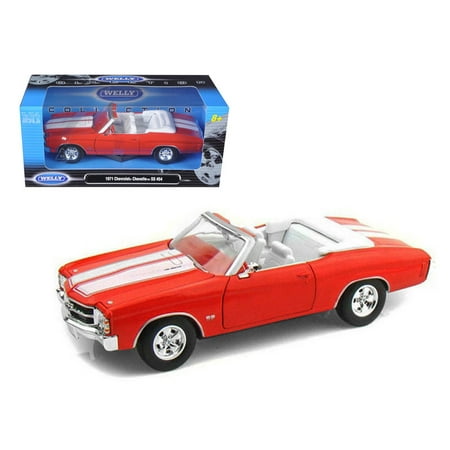 - 1971 Chevrolet Chevelle SS 454 Convertible Orange 1/24 Diecast Model Car by Welly