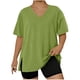thumbnail image 1 of Mujeres Más Tamaño Manga Larga Tops con Cuello en V, Color Sólido Doblado Hendidura Suéter para el Uso Casual Diario en el Hogar, 1 of 6