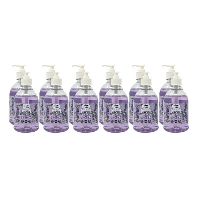 Jabón Líquido para Manos 450ml Abs Clean - Aroma Lavanda - 12 Piezas Abs Clean Jabón Líquido Antibacterial para Manos