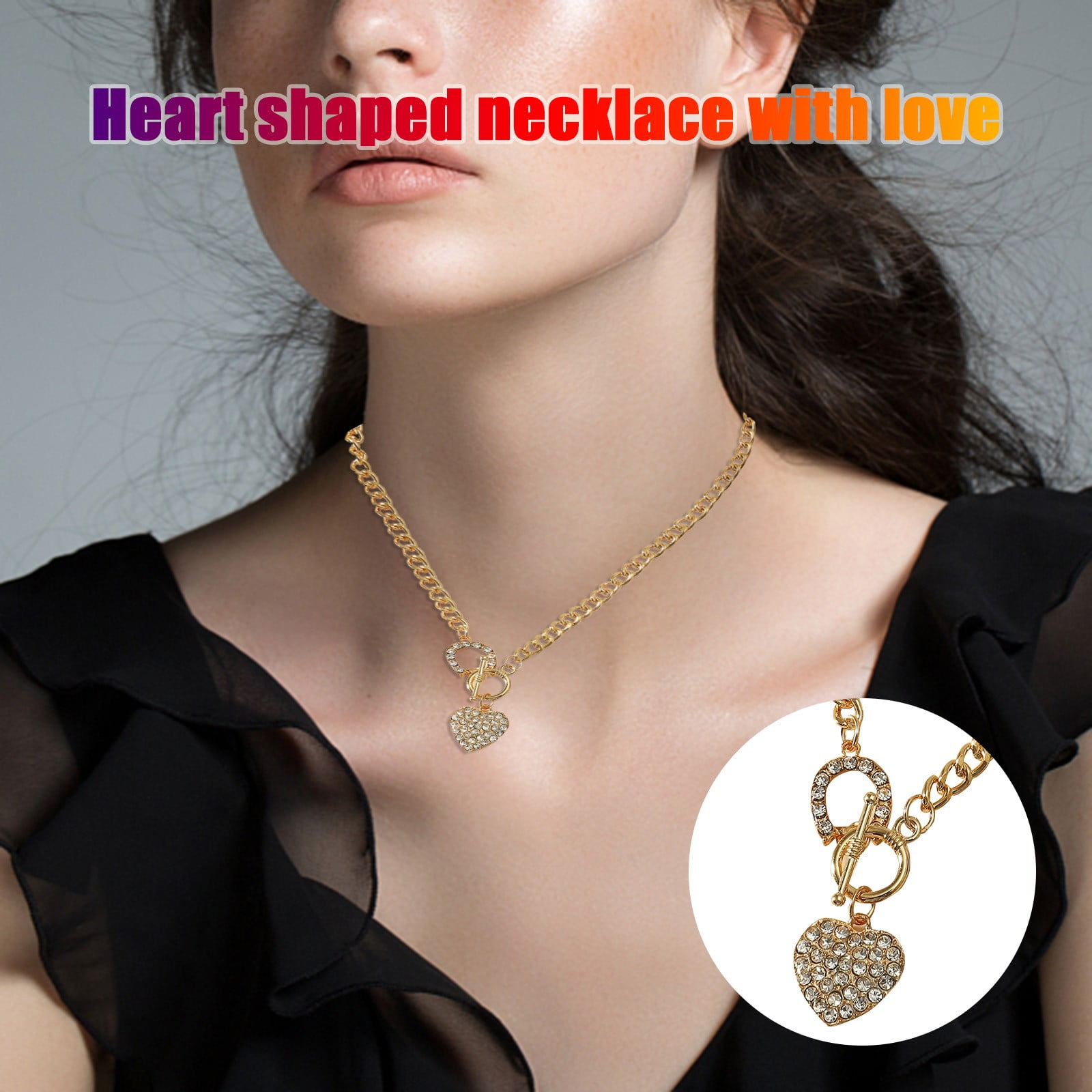 Women Ladies Love Heart Pendant Necklace Clavicle Delicate Chain Fashion Jewelry 
