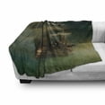 thumbnail image 3 of Fantasy Soft Flannel Fleece Throw Blanket, Phantasmagoric Old Ship Sailing on Calm SeMisty Weather Marine Theme, Cozy Plush for Indoor and Outdoor Use, 50" x 70", Green Brown Dark Blue, by Ambesonne, 3 of 6