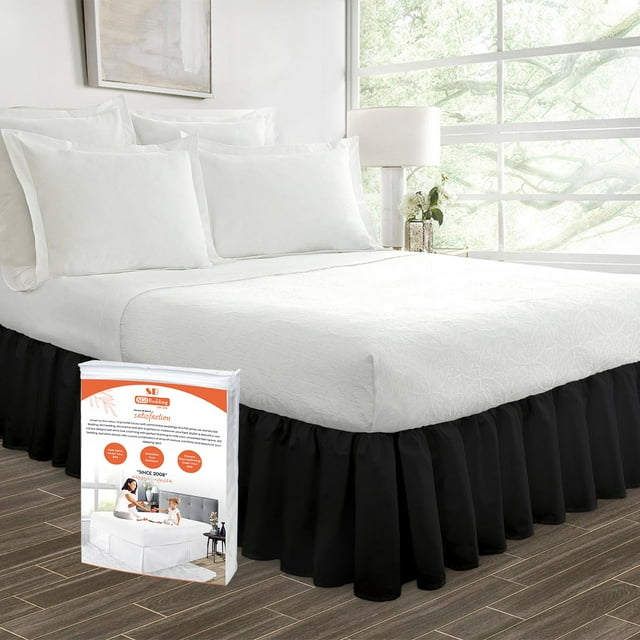 SGI Bedding 16 Inch Ruffled Bedskirt | Microfiber Ruffled Bed Skirt | Fade-Resistant, Wrinkle-free, Anti-static, Decorative, Extra Storage Space, Clutter-Free |Twin, Black