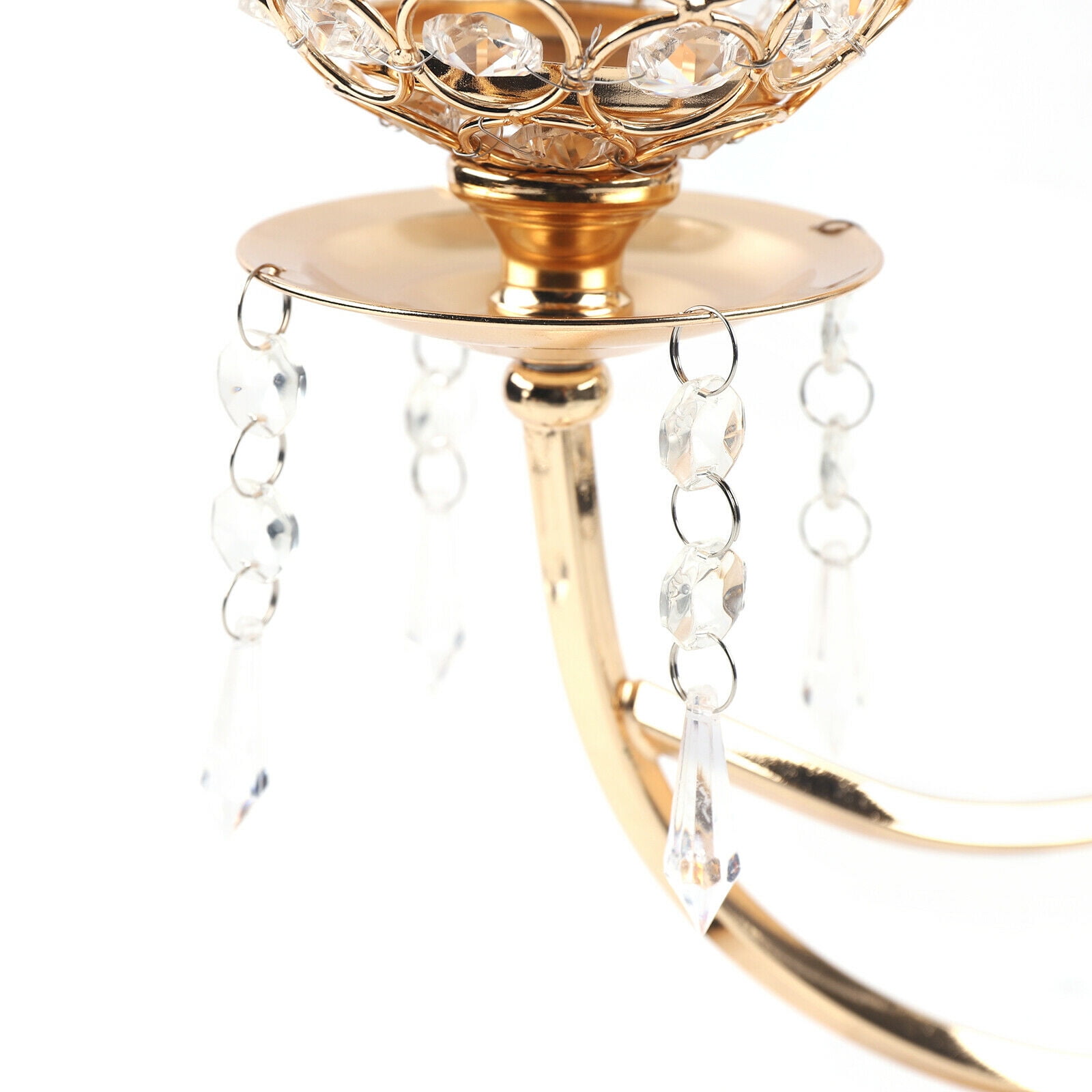 3 Arms Crystal Candle Holder Gold Table Centerpieces for Dining Room Table