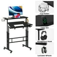 thumbnail image 3 of SOGES Home Office Mobile Standing Desk with Cup Holder and Hooks, Black, 3 of 7