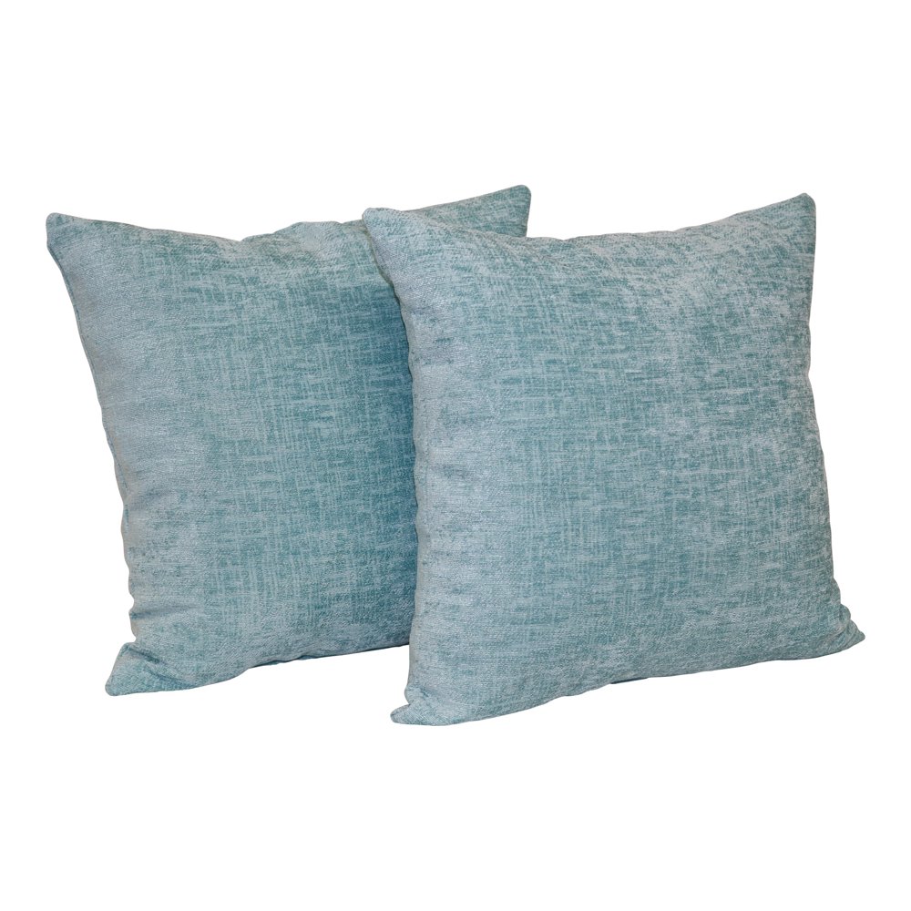 Mainstays Chenille Decorative Throw Pillow, 18" x 18", Aqua Ocean, Two