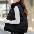 thumbnail image 6 of Fanxing Puffer Vest Women Sleeveless Lightweight Quilted Jacket Stand Collar Zip Up Down with Pockets Winter Outerwear Black 2XL, 6 of 9
