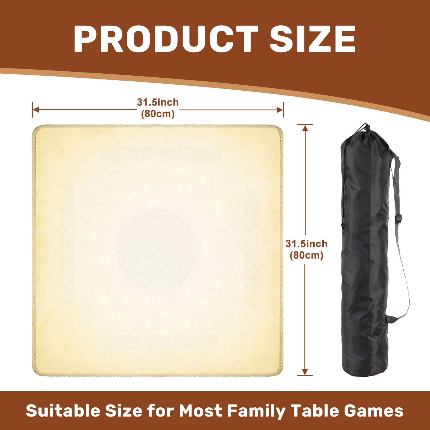 Mahjong Mat 31.5" x 31.5" gold texture paper yellow vintage cream beige color white parchment Non-Slip Noise Reduction American Mahjong Tiles Table Cover for Dominoes Poker Card Board Games Gift