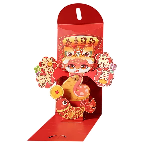Lilixerw 2026 Spring Festival 3D Red Envelopes,New Year Lucky Money Packets with Pull-Out Design,Festival Gift Cash Envelopes,Multicolor,6.3 Inch