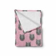 thumbnail image 2 of Cat Soft Flannel Fleece Throw Blanket, Greyscale Feline Portraits with Pastel Colored Stars and Hearts Background, Cozy Plush for Indoor and Outdoor Use, 50" x 60", Grey Pink Pale Pink, by Ambesonne, 2 of 6