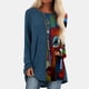 thumbnail image 2 of Camiseta de manga larga con cuello redondo estampada con costuras de moda casual para mujer Pompotops  gfhjh4133, 2 of 9