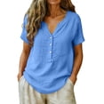 thumbnail image 6 of BODOAO Solid Linen Tops for Women Gauze Tops Tunic Tops Beach Casual Summer Tops Business Tank Loose Fit Blouses Spring Loose Fit Camisole Casual Tops V Neck Shirt Basic Tee Shirt Elbow-Length Xx3Xl, 6 of 9