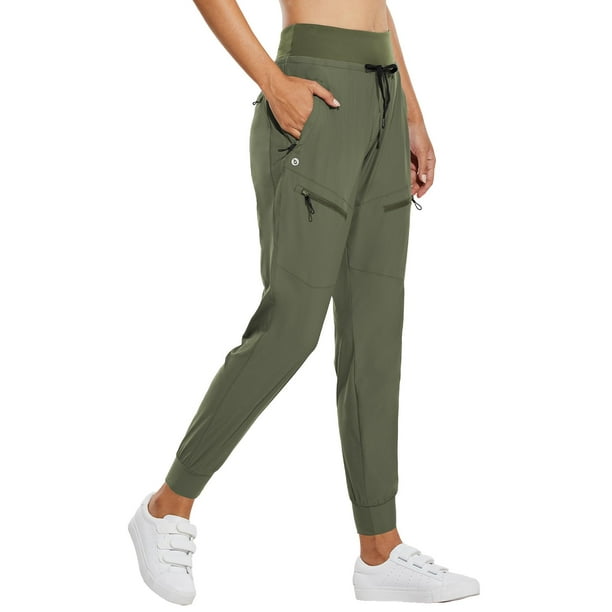 Pantalones de senderismo ligeros Joggers BALEAF para mujer UPF50+, color verde M