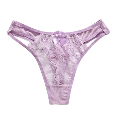 Women Underwear Lace Lane 22 24 New Panties G String Thong Womens Silk Bikini Panties Stretch Ladie Brief UnderwearPurple (2PACK)