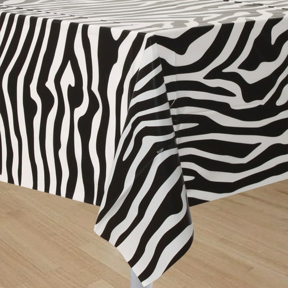 Zebra Stripes Animal Print Plastic Table Cover (1ct)
