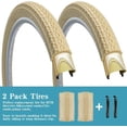 thumbnail image 4 of 26"x2.125" Cruiser Beach Bike Tires Cream Color 26"x1.75"/2.125" Replacement Folding Bicycle Tyres for City Commuter Urban Pavement, 4 of 10