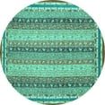 thumbnail image 1 of Ahgly Company Machine Washable Indoor Round Oriental Turquoise Blue Modern Area Rugs, 3' Round, 1 of 4