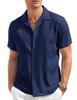 COOFANDY Mens Cuban Guayabera Shirts Short Sleeve Linen Shirt Loose Fit Camp Collar Shirt