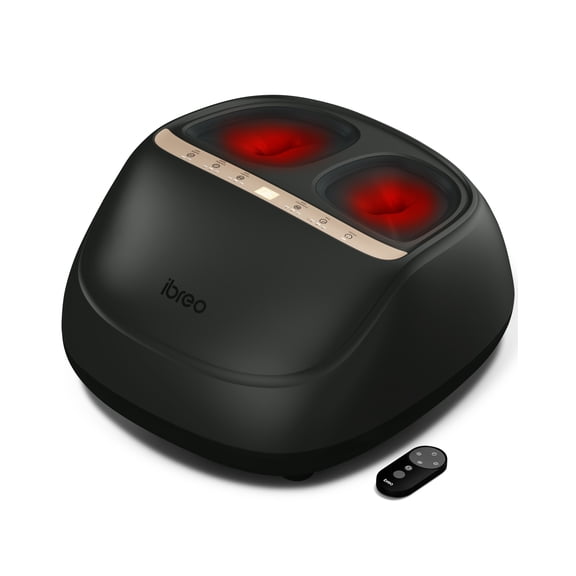 ibreo Shiatsu Foot Massager Machine with Heat, Deep Kneading, Air Compression, Vibration, Adjustable Pressure Auto Timer Remote Control, Black