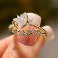 thumbnail image 5 of SHREENATHJEWELRY 1 CT Marquise Cut Moissanite Engagement Ring Set Floral Vine Pave Wedding Band Stack  14K Rose Gold Nature‑Inspired Bridal Set Wedding Ring Set, 5 of 7