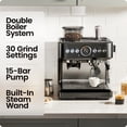 thumbnail image 2 of Chefman Crema Deluxe Double Boiler Espresso Machine with Conical Burr Grinder and Steam Wand – Black, 2 of 8