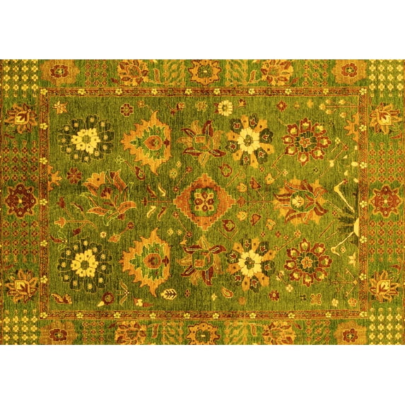 Ahgly Company Indoor Rectangle Oriental Yellow Traditional Area Rugs, 5' x 8'