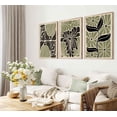 thumbnail image 4 of 3 Pcs Boho Abstract Floral Canvas Wall Art Mid Century Modern Minimalist Sage Green Neutral Flower Botanical Picture Wall Decor Poster Print Artwork for Living Room Bedroom Home Decoration, 4 of 7