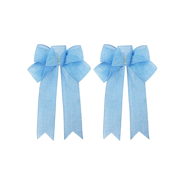 Bow Decorations for Party Handmade Imitation Linen Solid Color Ribbon Pendant 2 Pc