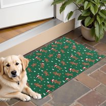 Green Christmas Gingerbread Man Pattern Door Rugs,Washable Non Slip Door Mats Indoor,Decorative Door Mats,Entry Mat Indoor for Entrance,Bedroom,Kitchen,Bathroom,16"x24"