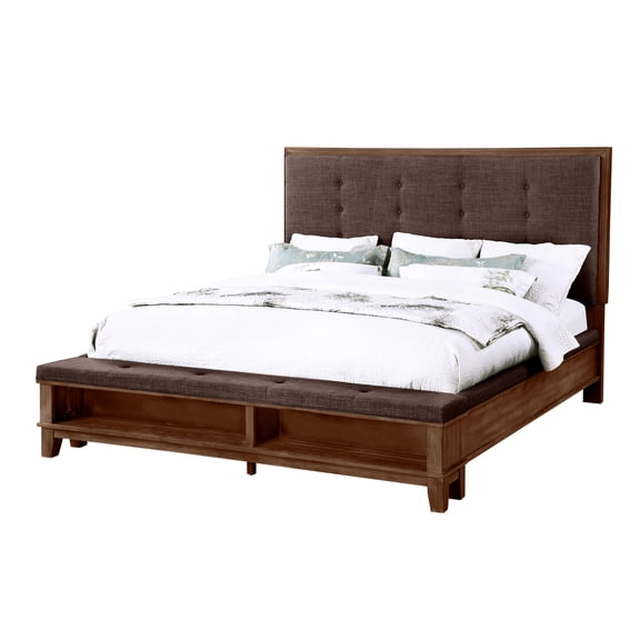 New Classic Furniture Cagney Contemporary Solid Wood 5/0 Queen Bed in Brown