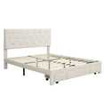 thumbnail image 3 of Tcbosik Velvet Storage Bed Queen Size Upholstered Platform Bed with a Big Drawer - Beige, 3 of 9