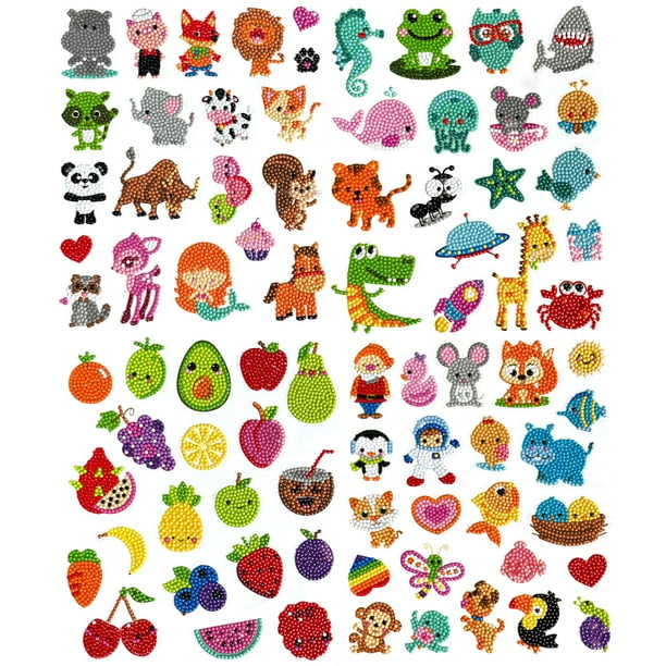 Kit de pegatinas con forma de diamante Sinceroduct, 80 unidades, para niños, arte con gemas 5D DIY