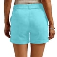 thumbnail image 4 of Casual Shorts For Women Summer Solid Pocket Hiking Vacation Lounge Daily Casual Weekend Beach Wear Modern Casual Wardrobe Simple Everyday Styling Blue L, 4 of 8