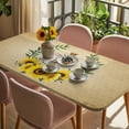 thumbnail image 3 of Sunflowers Table Cloths for 3 Foot Rectangle Tables, Farmhouse Bees Spring Summer Watercolor Floral Leaf Patio Waterproof Elastic Fitted Tablecloths, Washable Rectangular Table Cover for Camping, 3 of 8