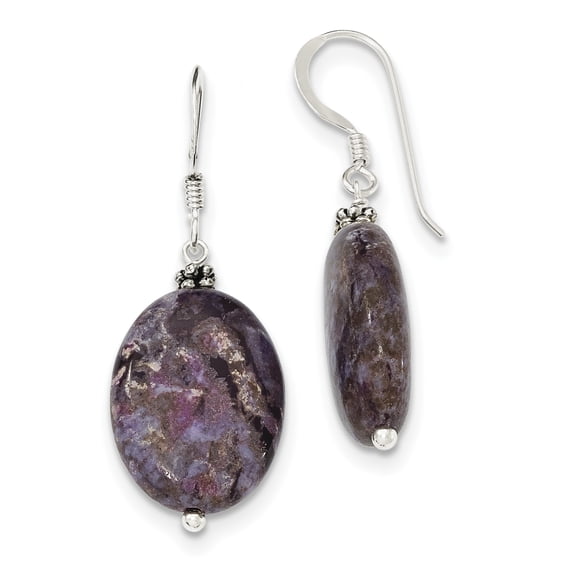 Beautiful Sterling Silver Dark Charoite Earrings