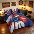 thumbnail image 2 of Manfei Oil Painting Daisy Queen Bedding, July 4th Gift Bedding Comforter Set Queen, Red White Blue, Navy Reversible 7-Piece, 2 of 6