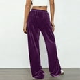 thumbnail image 4 of ClodeEU Women's Velvet Pants, Drawstring Elastic Waist Wide Leg Trouse With Pockets Purple,Womens Plus XL, 4 of 8
