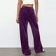 thumbnail image 4 of Pincandy Women's Solid Color Velour Pants - Elastic Waist, Loose Wide Leg Fit with Pockets, Luxurious & Comfortable for Loungewear & Daily Outings, 4 of 7