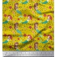 thumbnail image 1 of Soimoi Rayon Fabric Mermaid & Starfish Ocean Print Fabric by The Yard 56 Inch Wide, 1 of 3