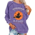 thumbnail image 1 of Rbaofujie Chandails à Capuchon pour Enfants Femmes Décontracté Manches Longues Col Rond Hauts Blouse Ample Imprimé Graphique Chandail Violet Col Rond Chandail pour Femmes, 1 of 4