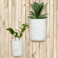 thumbnail image 2 of AuldHome Design Wall Hanging Baskets (White, Set of 2); Woven WIcker Rustic Farmhouse White Washed Door Baskets, Small and Medium Size, 2 of 9