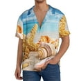 thumbnail image 3 of Haiem Beach Starfish Shell Men's Casual Shirts Short Sleeve Button Down Shirts Fashion Textured Summer Beach Shirt-XX-Large, 3 of 7