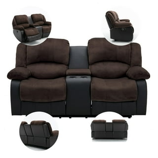 Furniture of America Stocklin 74 in. Dark Gray Faux Leather 2-Seats  Loveseats with Cup Holders IDF-9903-LV - The Home Depot