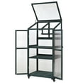 thumbnail image 4 of 62inch Wooden Greenhouse, Portable Cold Frame with Wheels and Adjustable Shelves for Indoor Outdoor Patio Balcony Garden , 31.5" Lx22.4 Wx62 H, Green, 4 of 8