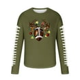 thumbnail image 4 of Brondbend Tops for Men Christmas Cheap Shirts for Men Long Sleeve Crewneck Pullover Printed Fashion Blouse Loose Travel Clothes Army Green, 4 of 5