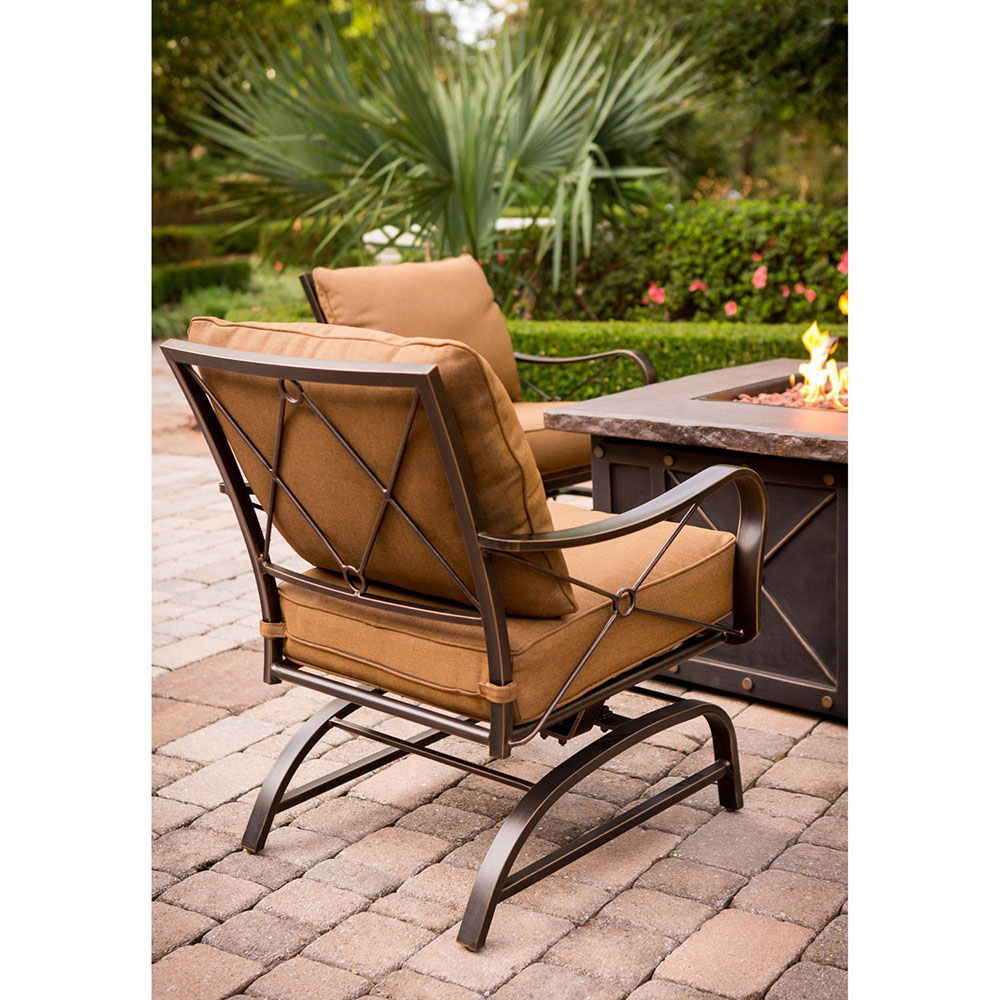 Hanover Outdoor Stone Harbor 5-Piece Fire Pit Lounge Set, Desert Sunset - image 7 of 8