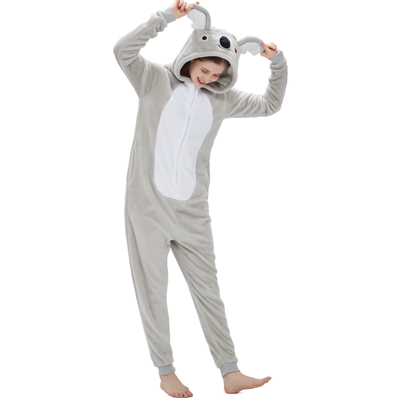 SWEETXIN Adult Halloween One-Piece Pajamas Koala Cosplay Costume Suit for Women and Men SizeXL