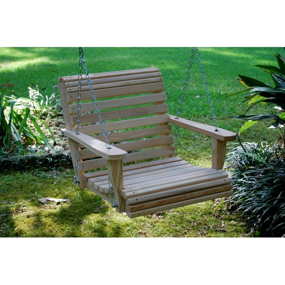 XYTREW 2ft Cypress Wood Wooden Roll Contoured Seat Porch Tree Yard Swing – Perfect for Outdoor Relaxation