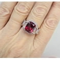 thumbnail image 2 of 3Ct Cushion Lab Created Garnet Diamond Engagement Ring 14K Yellow Gold Plated, 2 of 5