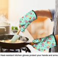 thumbnail image 4 of Pioneer Flower Floral Print Pattern Oven Mitt 2-Pack Set, Heat Resistant Kitchen Gloves, 7.7" X 12", 4 of 6