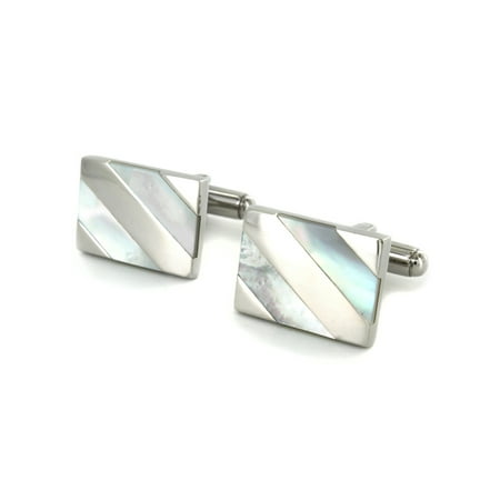 Crucible Stainless Steel Mother of Pearl Inlay Cufflinks